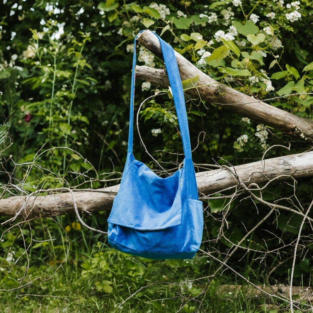 Blue Velvet Messenger Bag Tote Crossbody Shoulder Bag